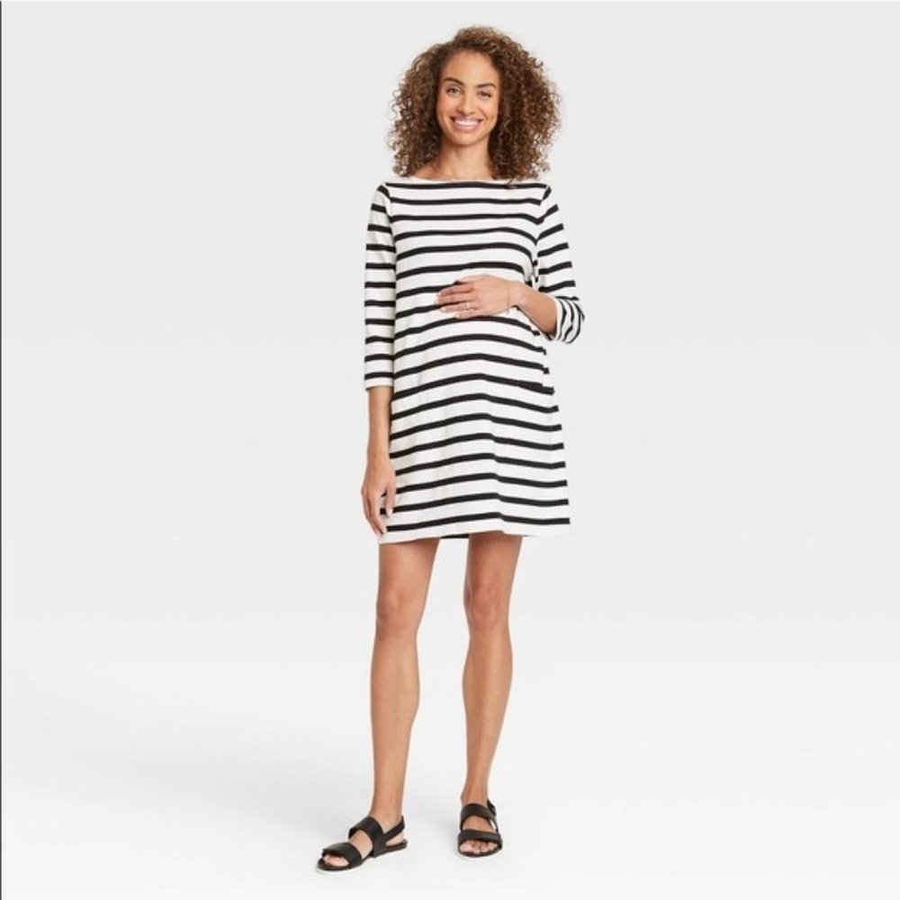 The Nines by Hatch Striped Maternity Dress Large